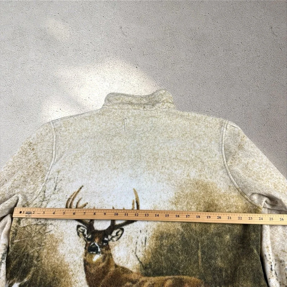 Vintage Trailcrest AOP Nature Deer Hunting Fleece Jacket Men's XL Full Zip
